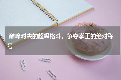  巅峰对决的超级格斗，争夺拳王的绝对称号