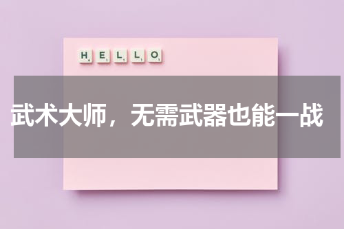  武术大师，无需武器也能一战