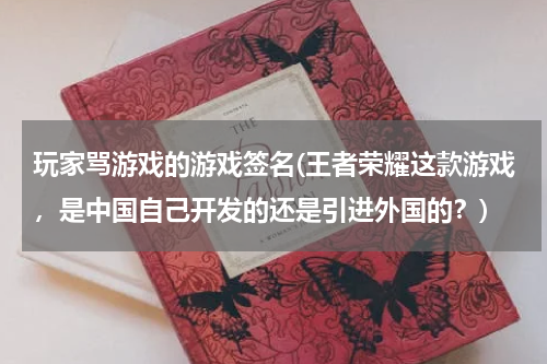 玩家骂游戏的游戏签名(王者荣耀这款游戏，是中国自己开发的还是引进外国的？)