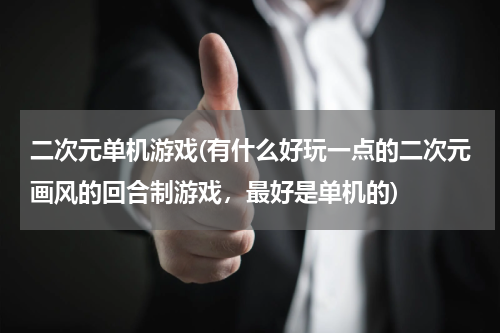 二次元单机游戏(有什么好玩一点的二次元画风的回合制游戏，最好是单机的)